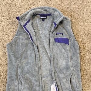 Patagonia Heather Gray Vest with Violet Trim